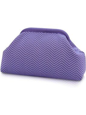 Woman's Light Purple Summer Beach Purse for Vacation Striped Dumpling Bags